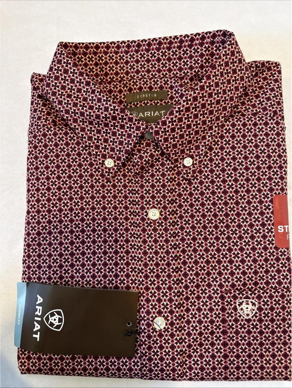 ARIAT Men’s Kenny XL Shirt Red & Black NWT.  Long Sleeve